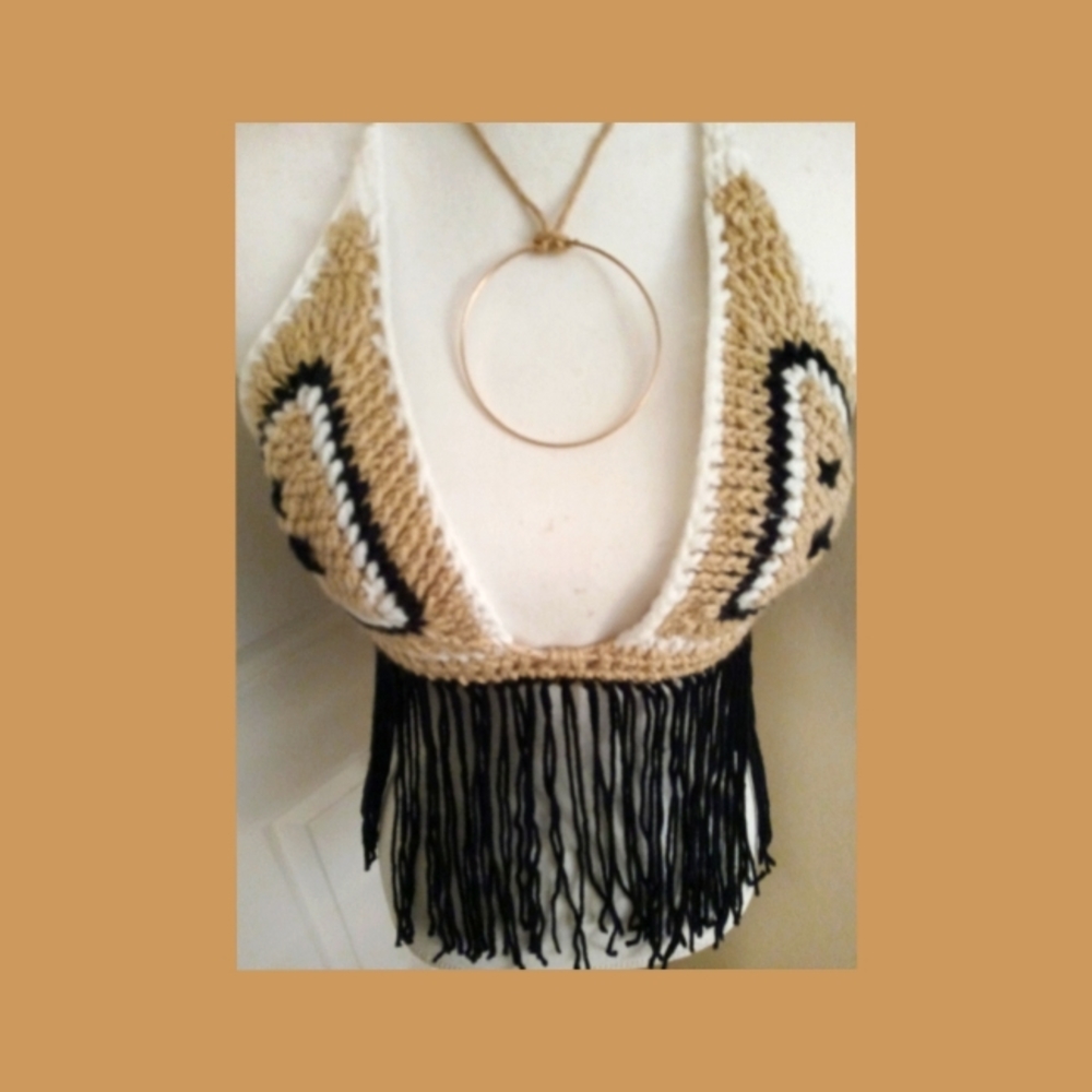 Tiger eye fringe top